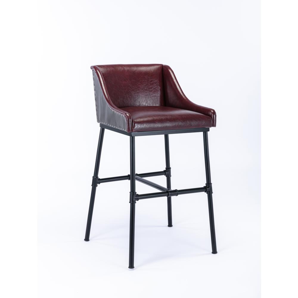 Parlor Faux Leather Adjustable Bar Stool - Burgundy. Picture 6