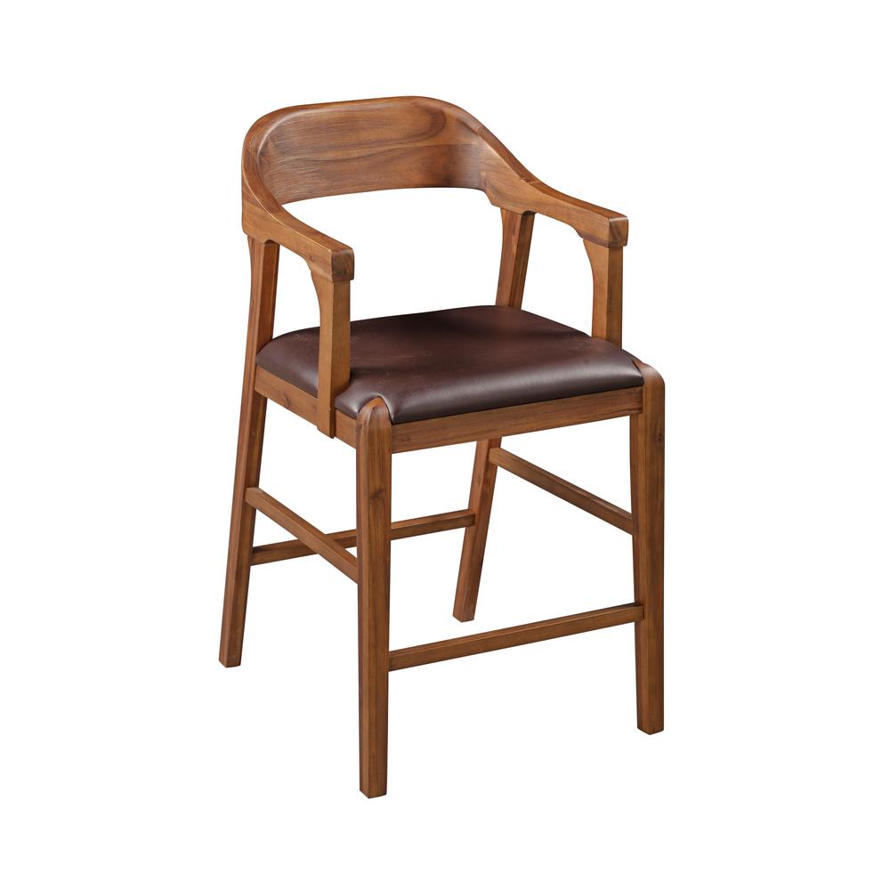 Rasmus Wood Counter Stool - Chestnut Wire-Brush Finish. Picture 1