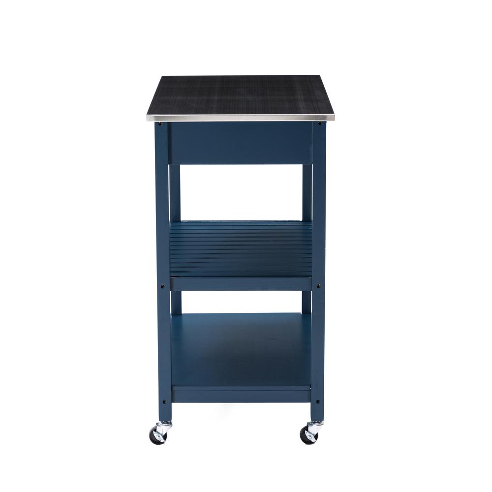 Holland Kitchen Cart With Stainless Steel Top - Navy Blue. Picture 2