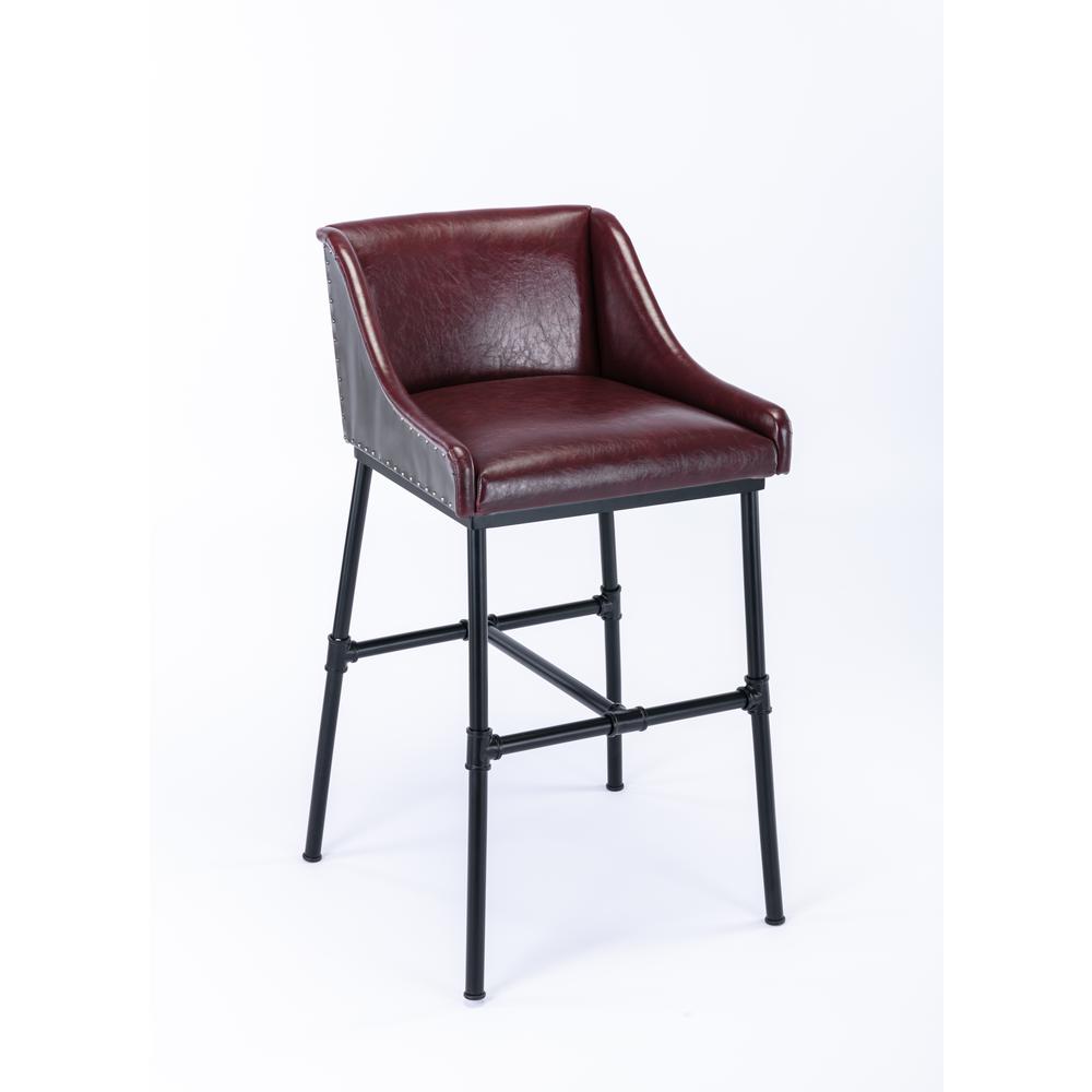 Parlor Faux Leather Adjustable Bar Stool - Burgundy. Picture 1