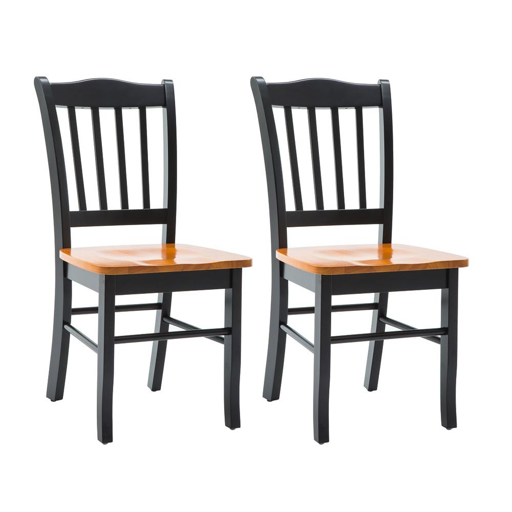 Shaker Dining Chairs, Set of 2 - Black/Oak. Picture 1