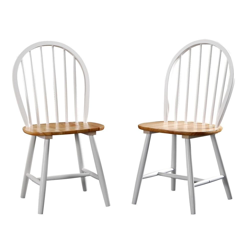 Windsor Farmhouse Dining Chairs, Set of 2 - White/Natural. Picture 2