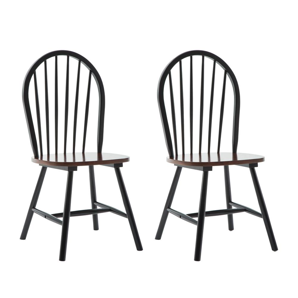 Windsor Farmhouse Dining Chairs - Set of 2 - Black/Cherry. Picture 1