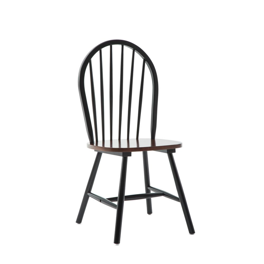 Windsor Farmhouse Dining Chairs - Set of 2 - Black/Cherry. Picture 2