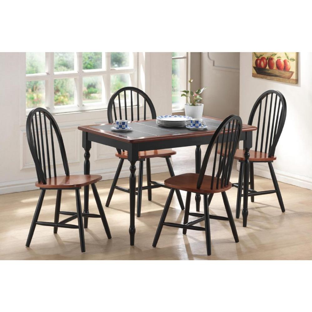 Windsor Farmhouse Dining Chairs - Set of 2 - Black/Cherry. Picture 6