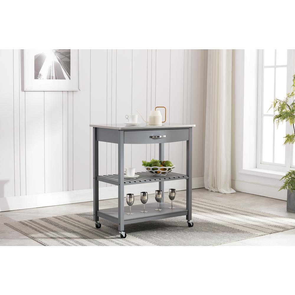 Holland Kitchen Cart With Stainless Steel Top - Gray. Picture 19