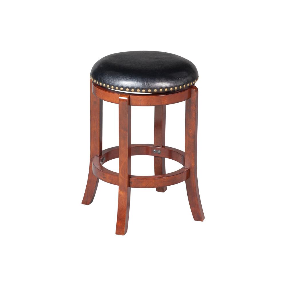 Cordova Swivel Backless Counter Stool - Cherry. Picture 1