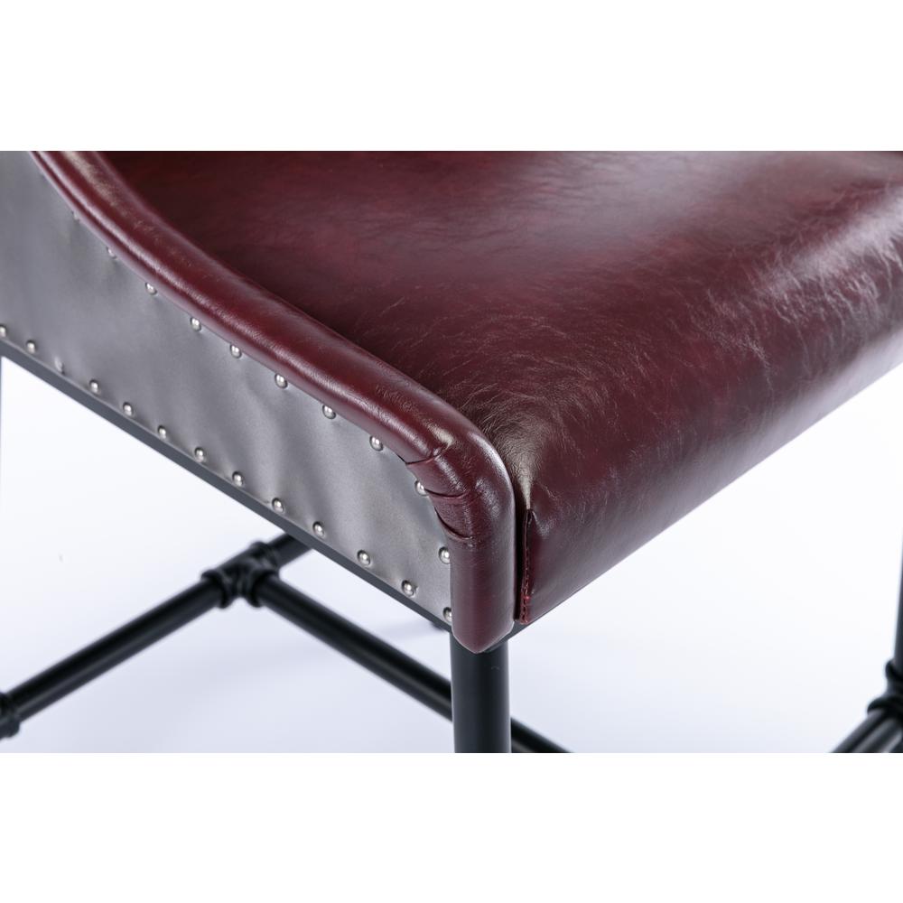 Parlor Faux Leather Adjustable Bar Stool - Burgundy. Picture 23