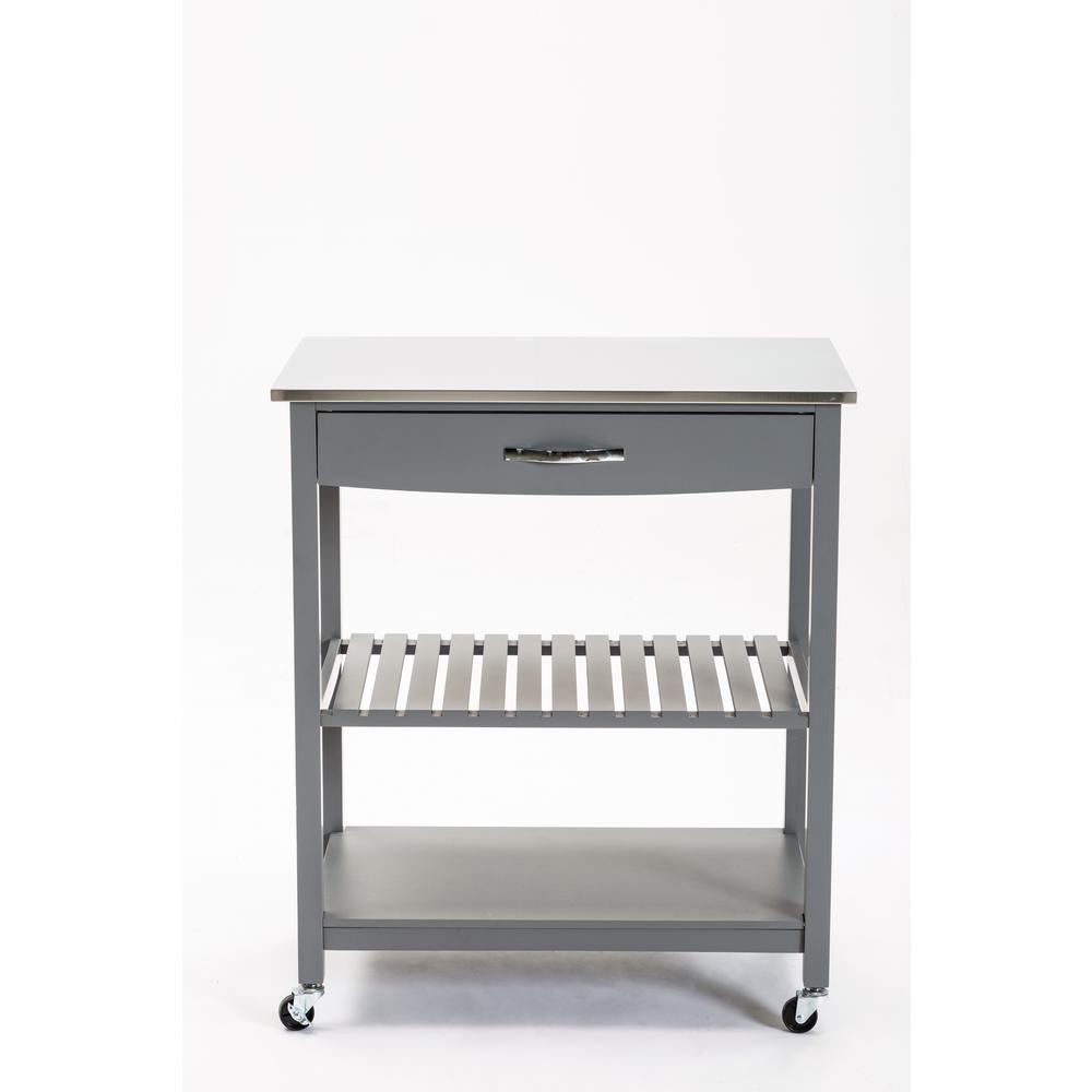Holland Kitchen Cart With Stainless Steel Top - Gray. Picture 17
