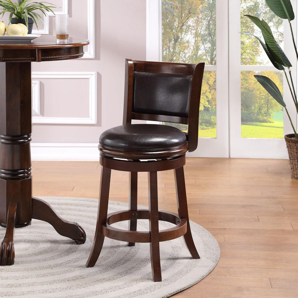 24" Augusta Swivel Stool, Cappuccino with Dark Brown PU. Picture 5