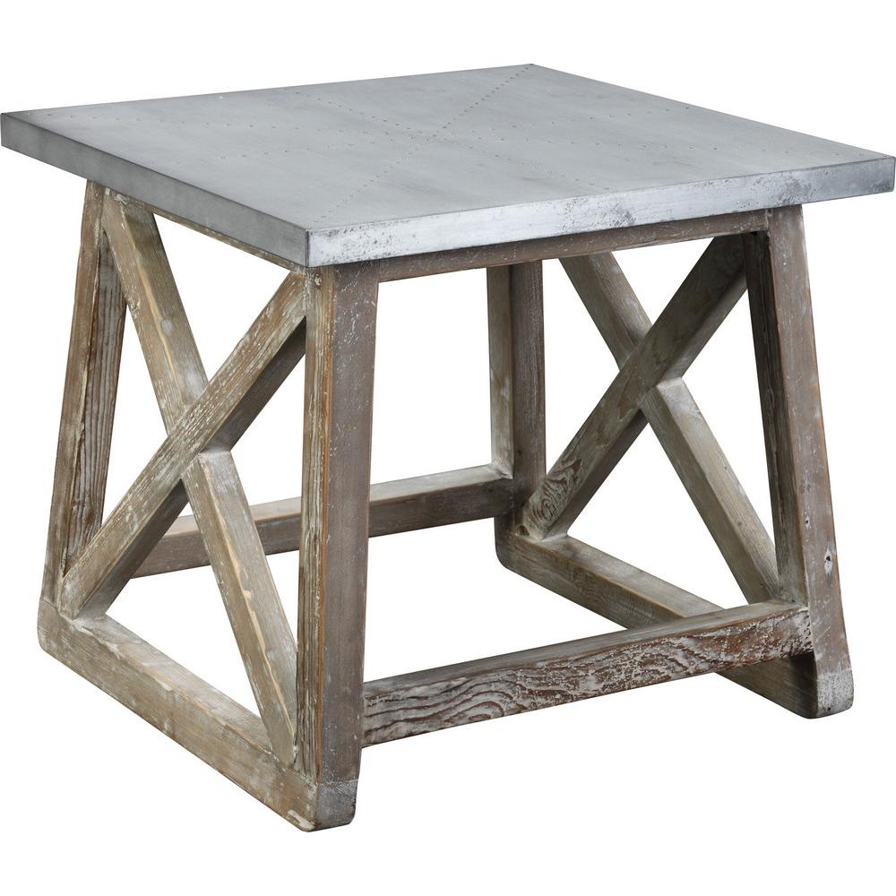 Martin Side Table, Natural / Zinc Top. Picture 1