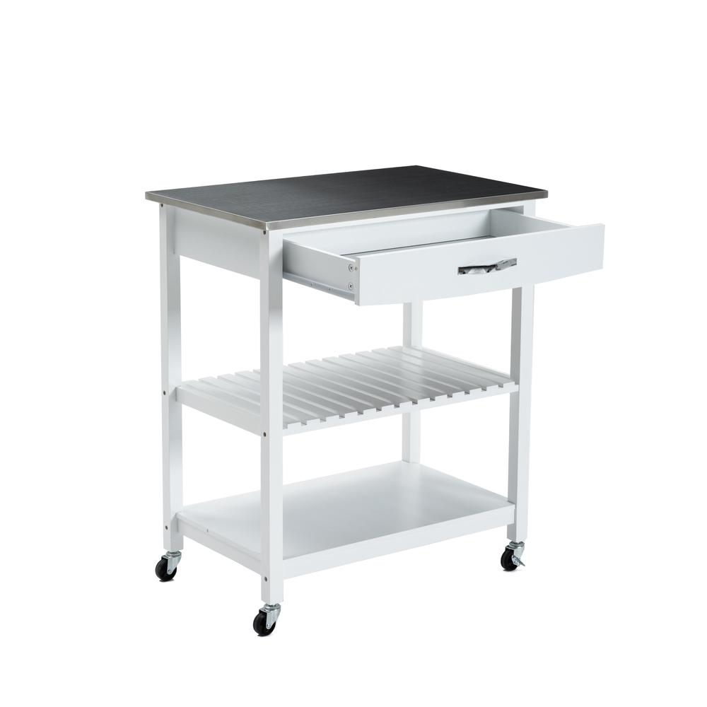 Holland Kitchen Cart With Stainless Steel Top - White. Picture 27
