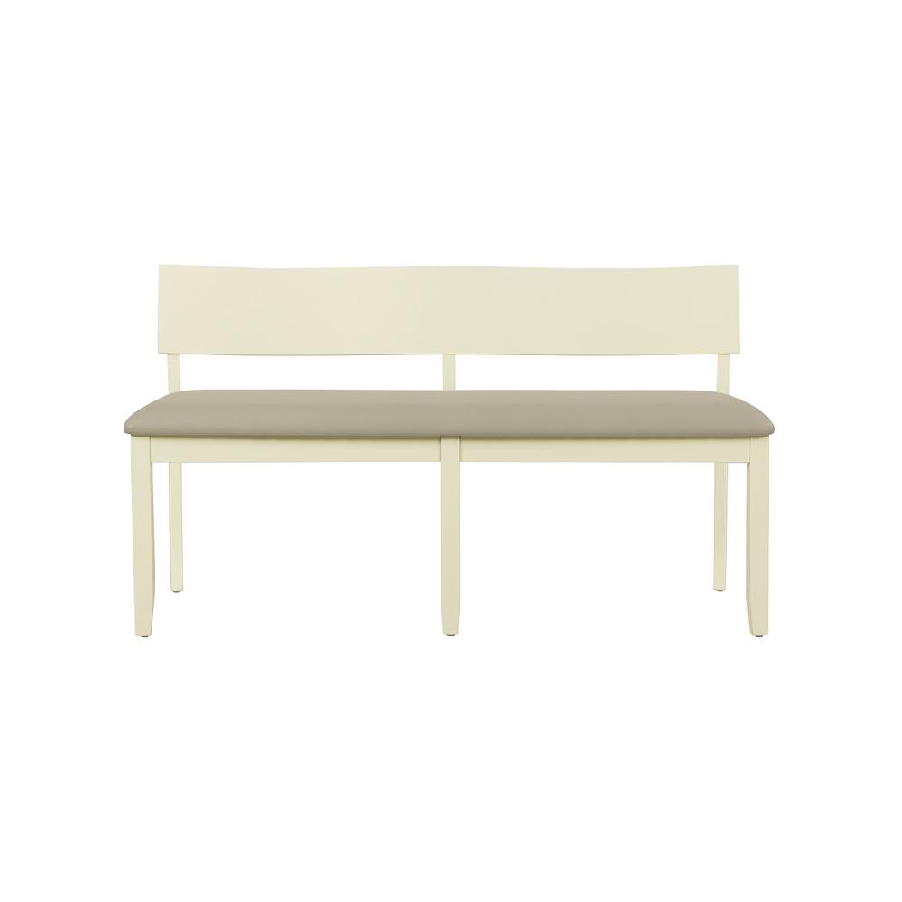 Capella Beige Faux Leather Dining Height Bench - Buttermilk. Picture 2