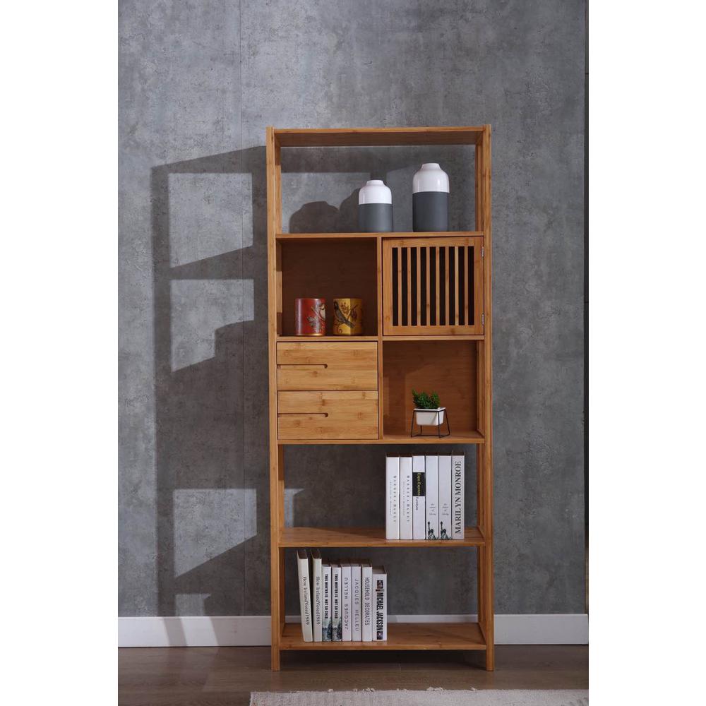 Selma Bamboo Bookcase - Right Facing Spindle Cabinet, Natural. Picture 2