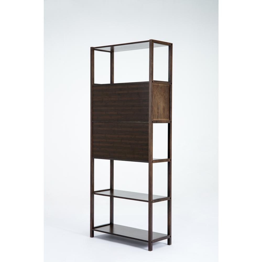 Selma Bamboo Bookcase - Left Facing Spindle Cabinet, Cappuccino. Picture 2