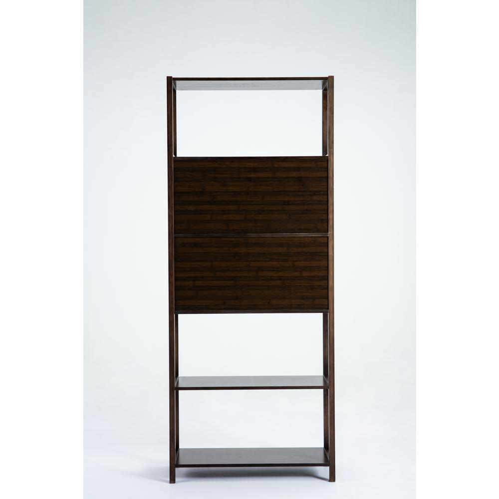 Selma Bamboo Bookcase - Left Facing Spindle Cabinet, Cappuccino. Picture 3