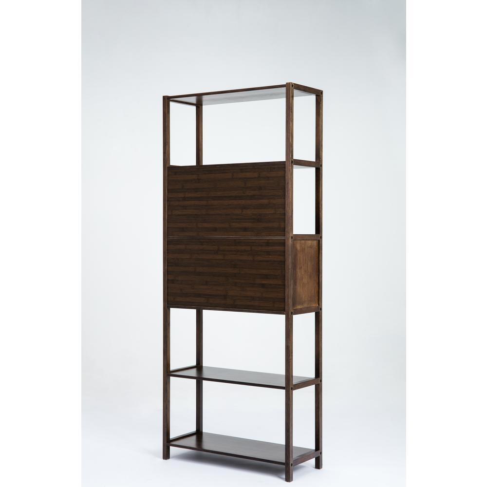 Selma Bamboo Bookcase - Right Facing Spindle Cabinet, Cappuccino. Picture 2