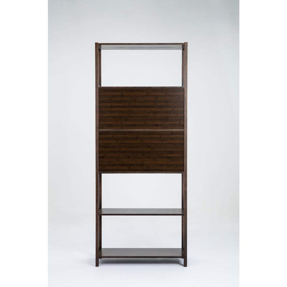 Selma Bamboo Bookcase - Right Facing Spindle Cabinet, Cappuccino. Picture 3