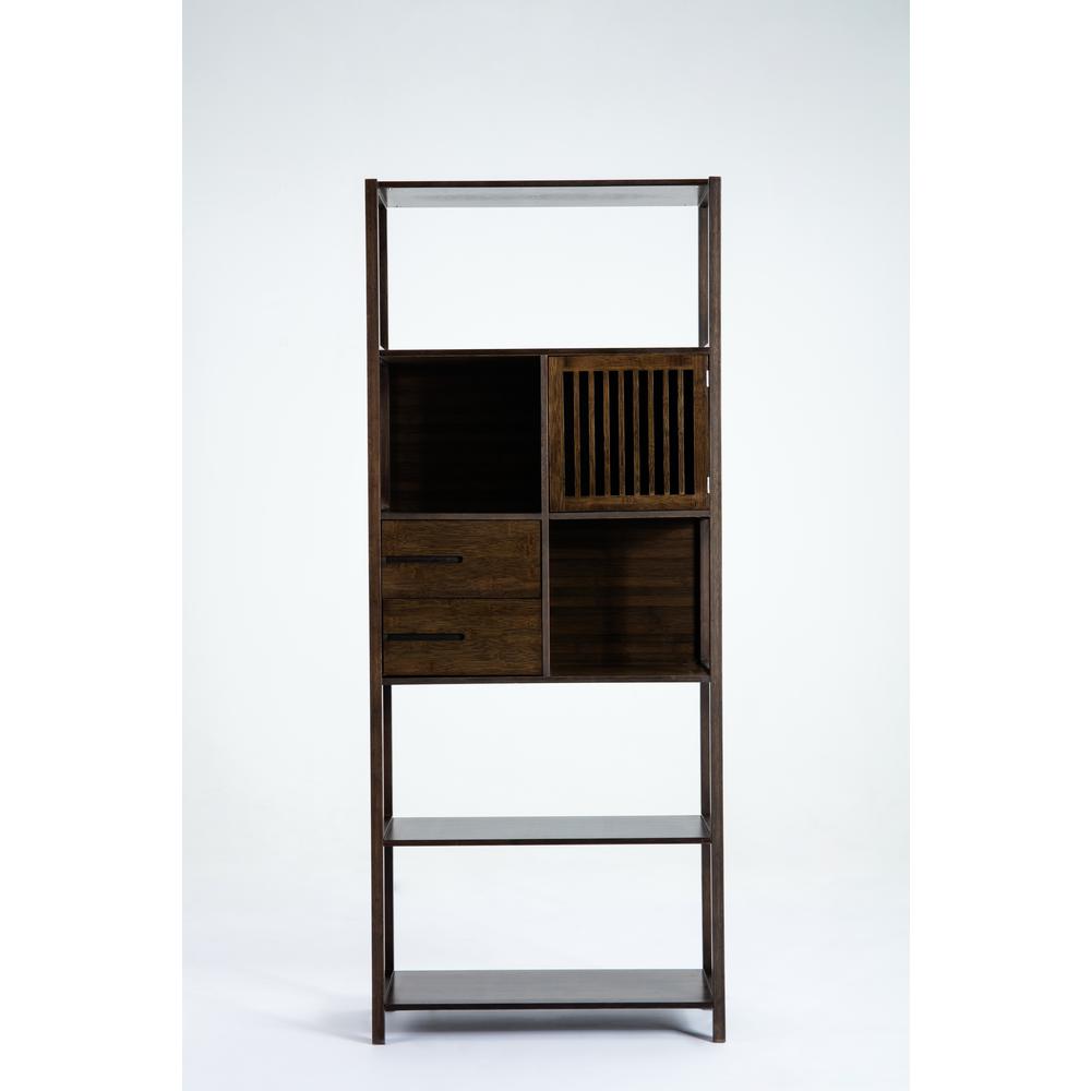 Selma Bamboo Bookcase - Right Facing Spindle Cabinet, Cappuccino. Picture 4