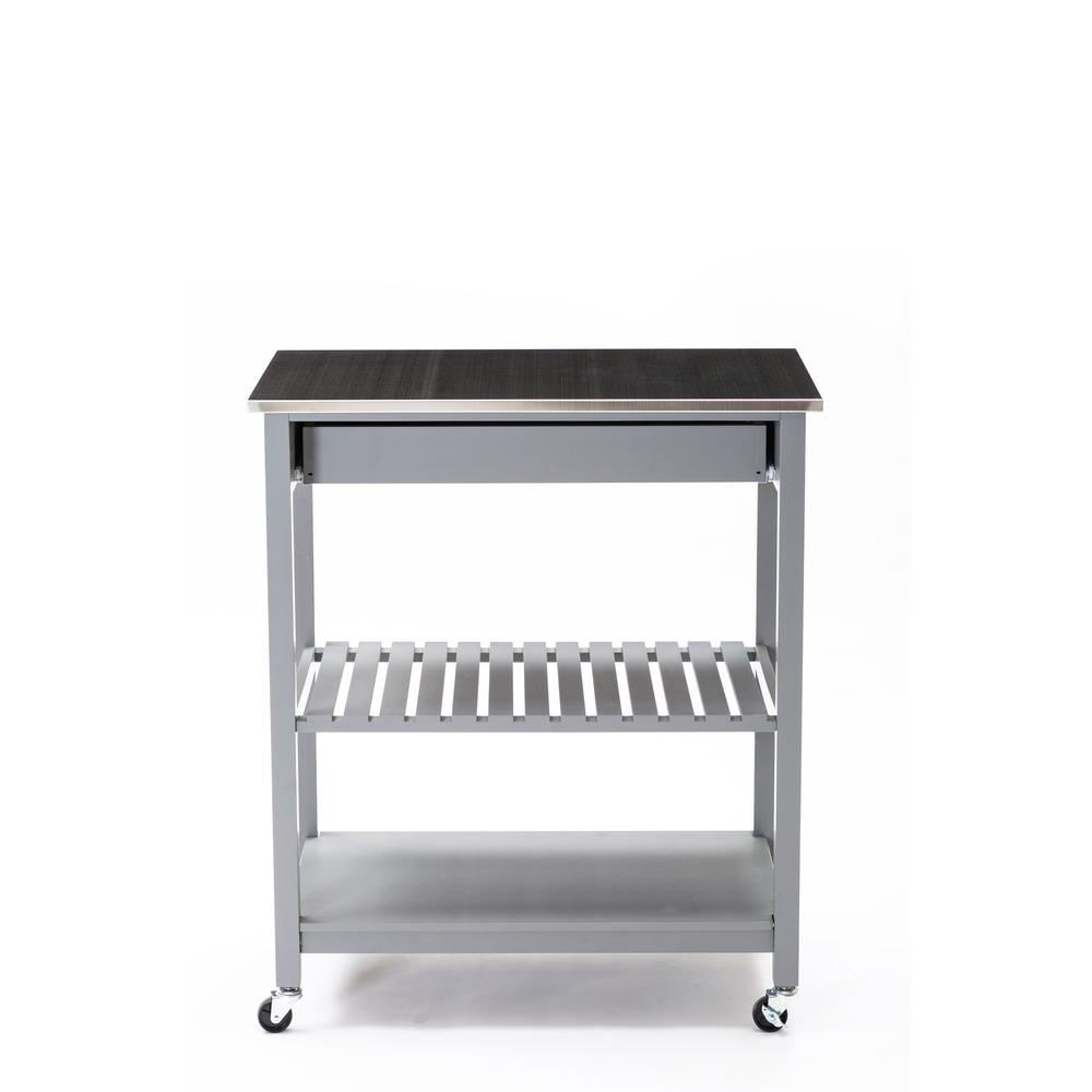 Holland Kitchen Cart With Stainless Steel Top, Gray. Picture 4