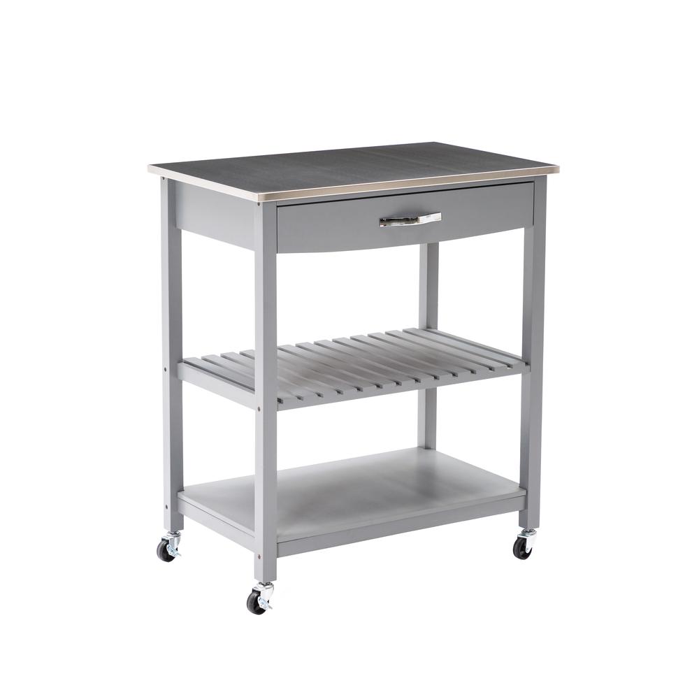 Holland Kitchen Cart With Stainless Steel Top - Gray. Picture 1