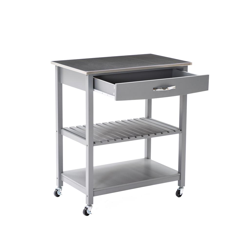 Holland Kitchen Cart With Stainless Steel Top - Gray. Picture 40