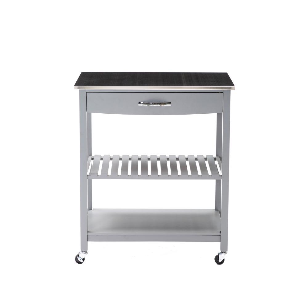 Holland Kitchen Cart With Stainless Steel Top - Gray. Picture 39