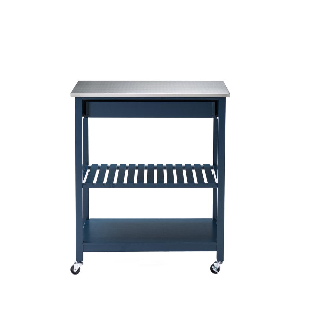 Holland Kitchen Cart With Stainless Steel Top - Navy Blue. Picture 40