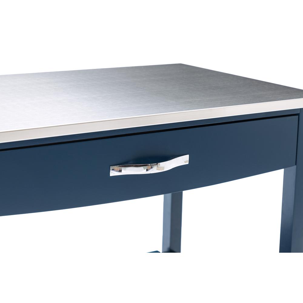 Holland Kitchen Cart With Stainless Steel Top - Navy Blue. Picture 44