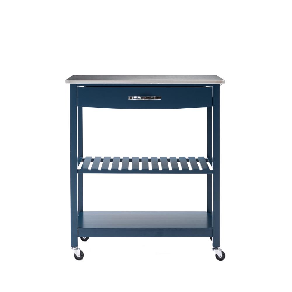 Holland Kitchen Cart With Stainless Steel Top - Navy Blue. Picture 42