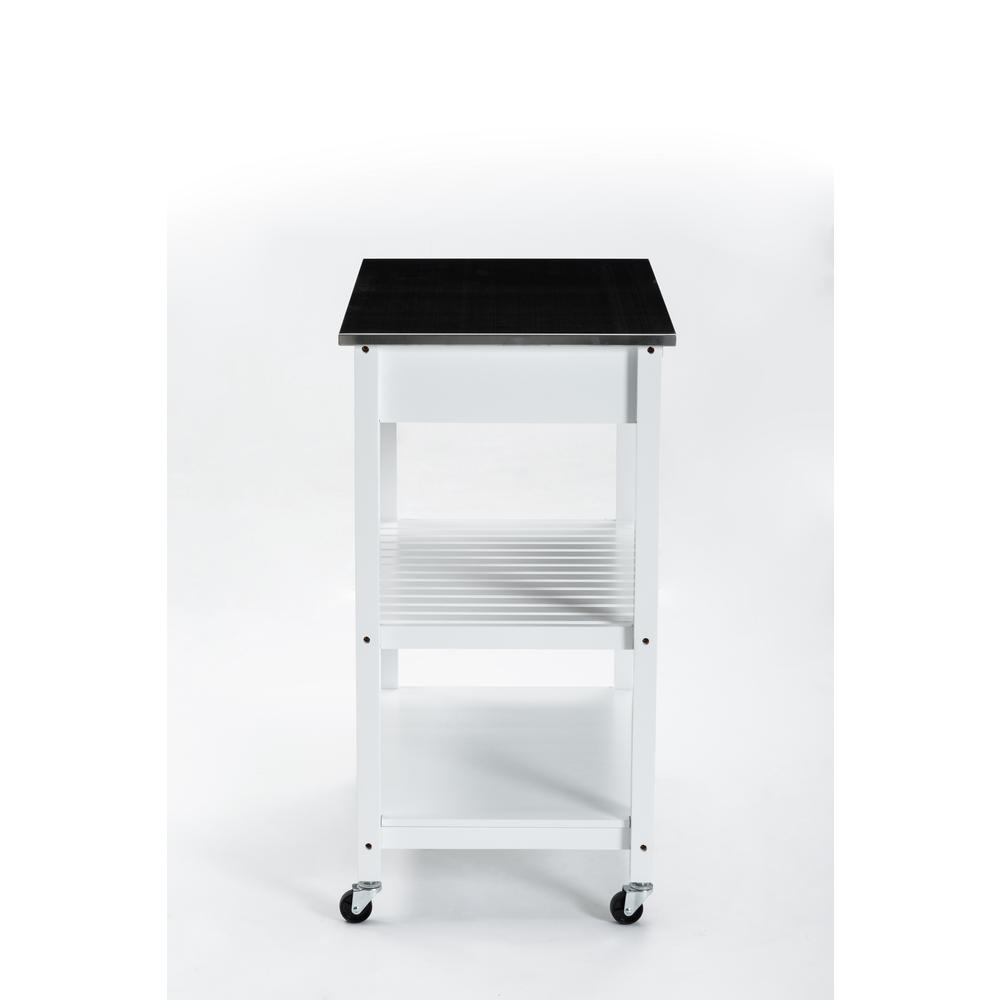 Holland Kitchen Cart With Stainless Steel Top, White. Picture 3