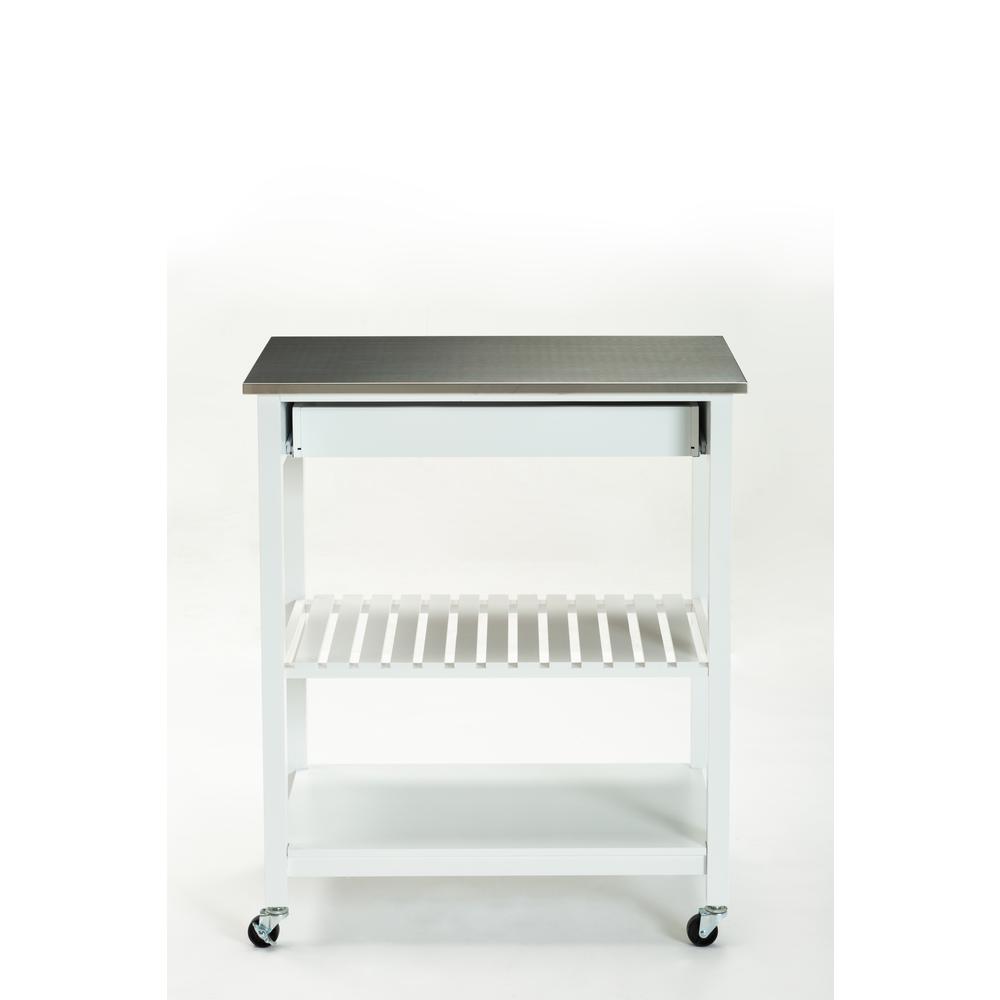Holland Kitchen Cart With Stainless Steel Top, White. Picture 4