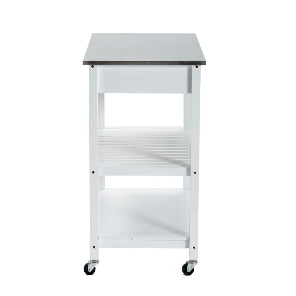 Holland Kitchen Cart With Stainless Steel Top - White. Picture 28