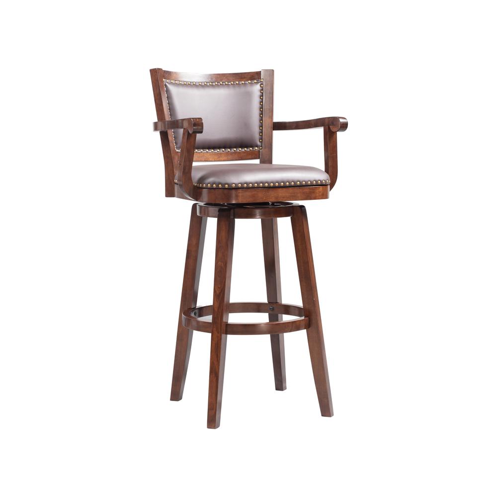 Broadmoor Extra Tall Swivel Bar Stool With Arms - Cappuccino. Picture 1