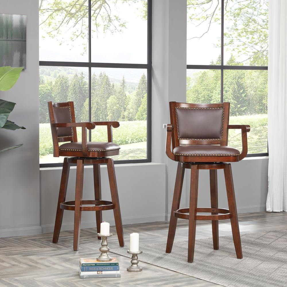 Broadmoor Extra Tall Swivel Bar Stool With Arms - Cappuccino. Picture 6