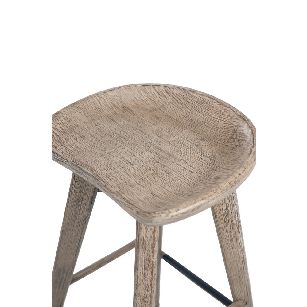 Bali Backless Swivel Bar Stool - Weathered Wire-Brush. Picture 3