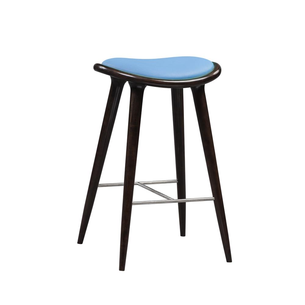 Lucio Oval Stool, Cappuccino with blue PU, Blue. The main picture.