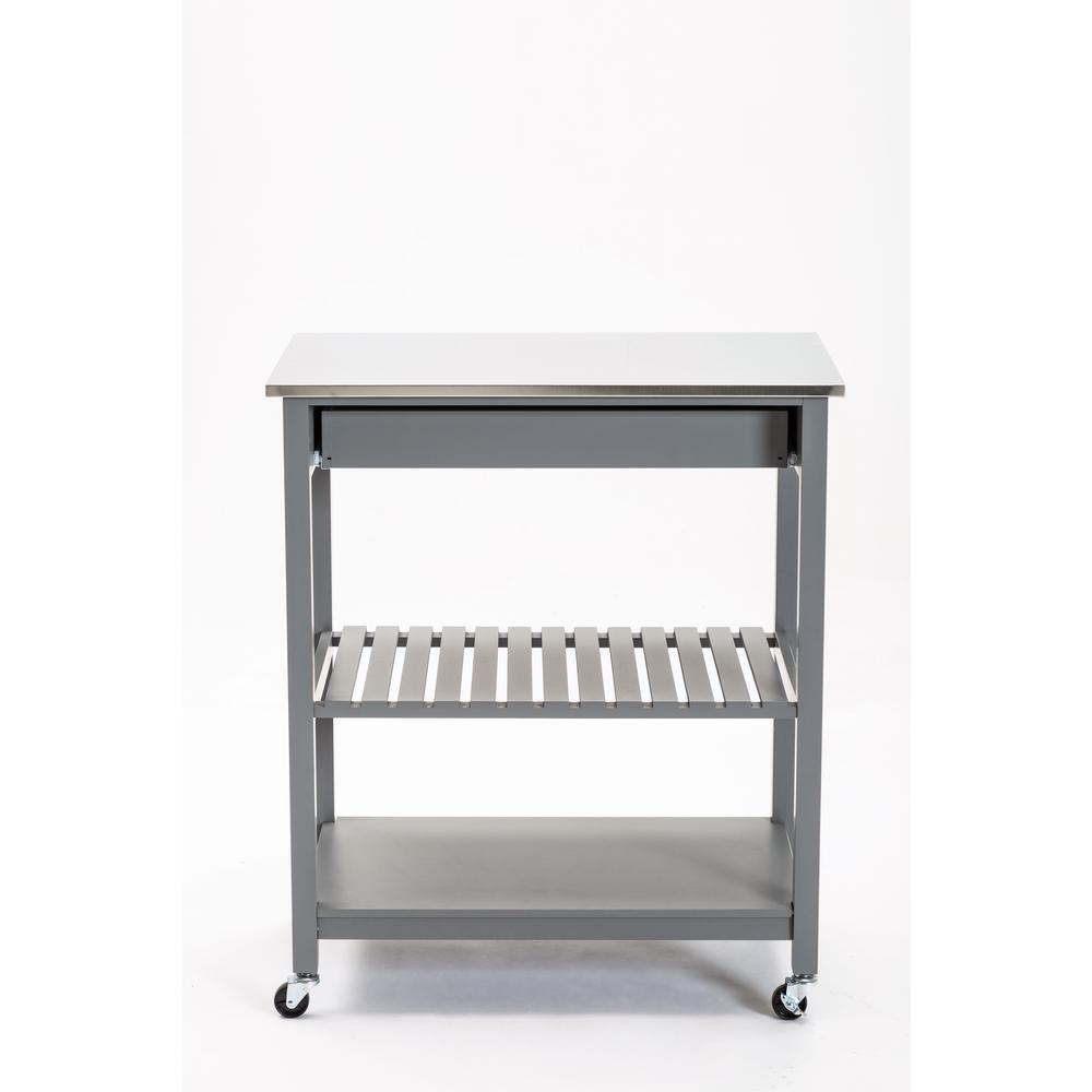 Holland Kitchen Cart With Stainless Steel Top - Gray. Picture 18