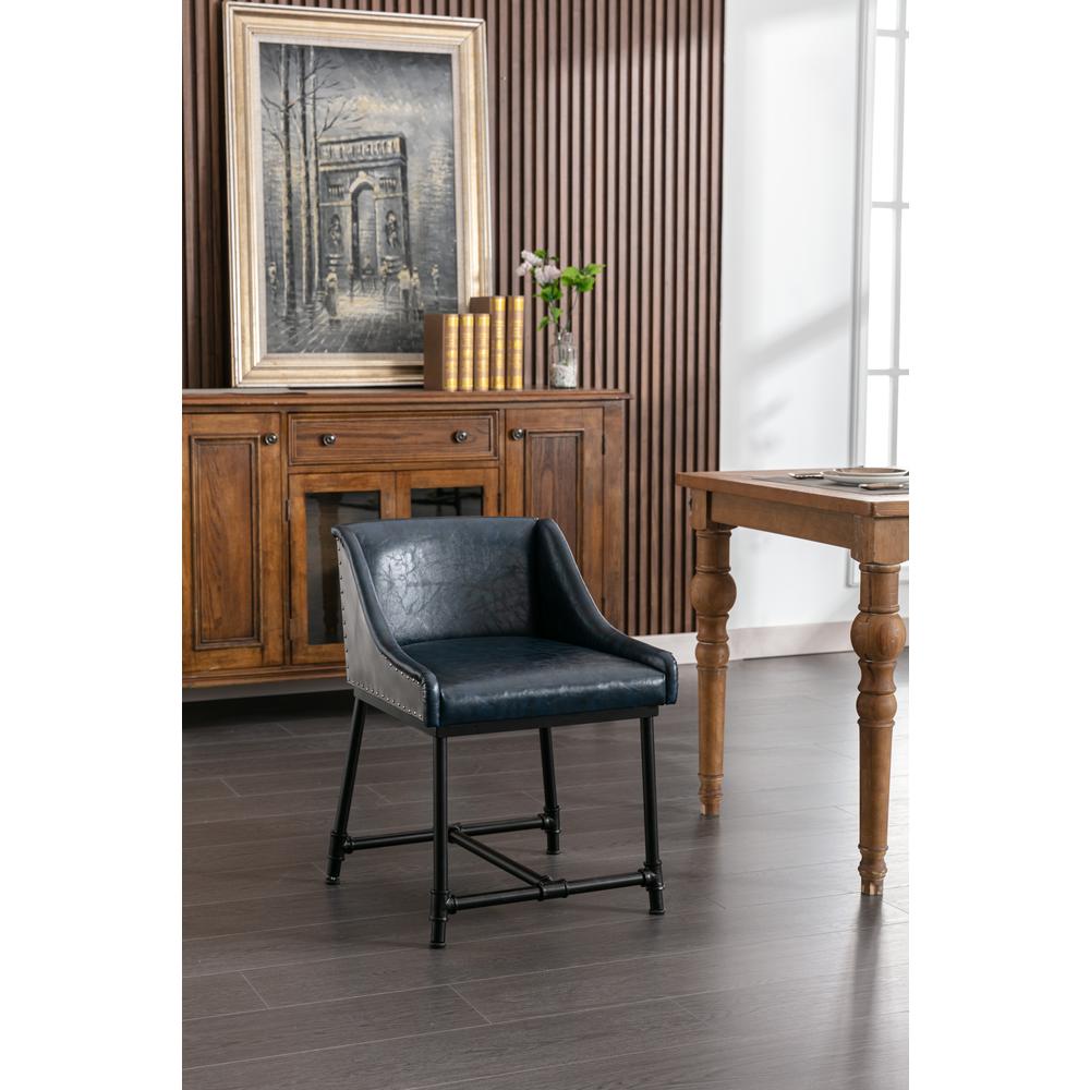Parlor Faux Leather Adjustable Bar Stool - Midnight Blue. Picture 33