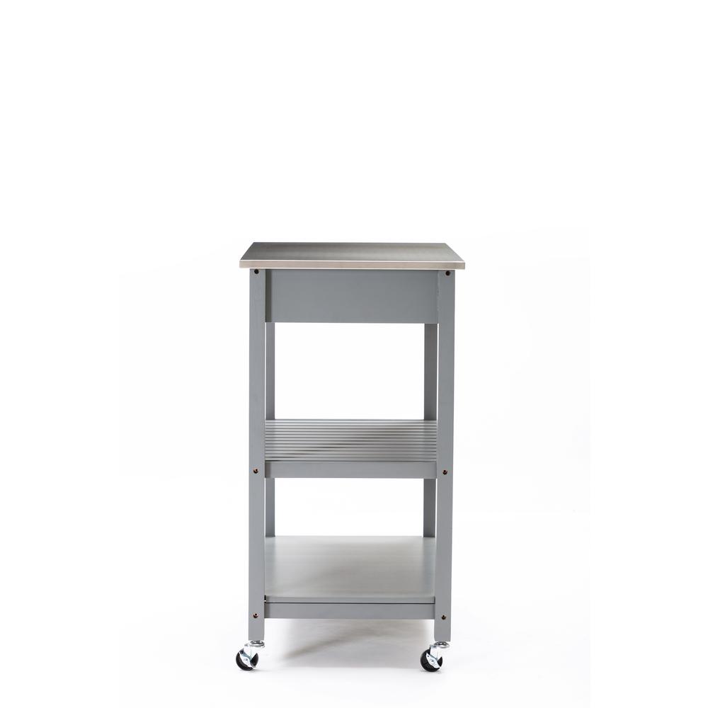 Holland Kitchen Cart With Stainless Steel Top - Gray. Picture 15