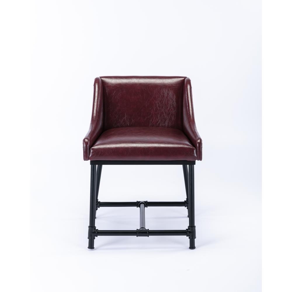Parlor Faux Leather Adjustable Bar Stool - Burgundy. Picture 4
