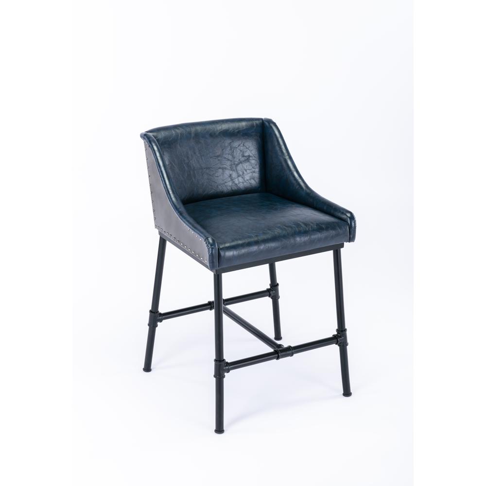 Parlor Faux Leather Adjustable Bar Stool - Midnight Blue. Picture 7