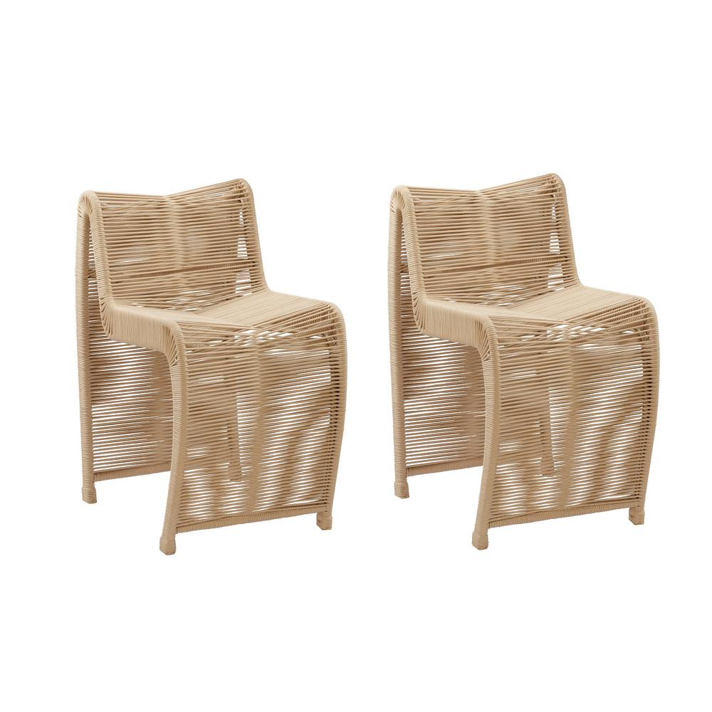 Lorenzo Tan Rope Counter Stool - Set of 2. Picture 1