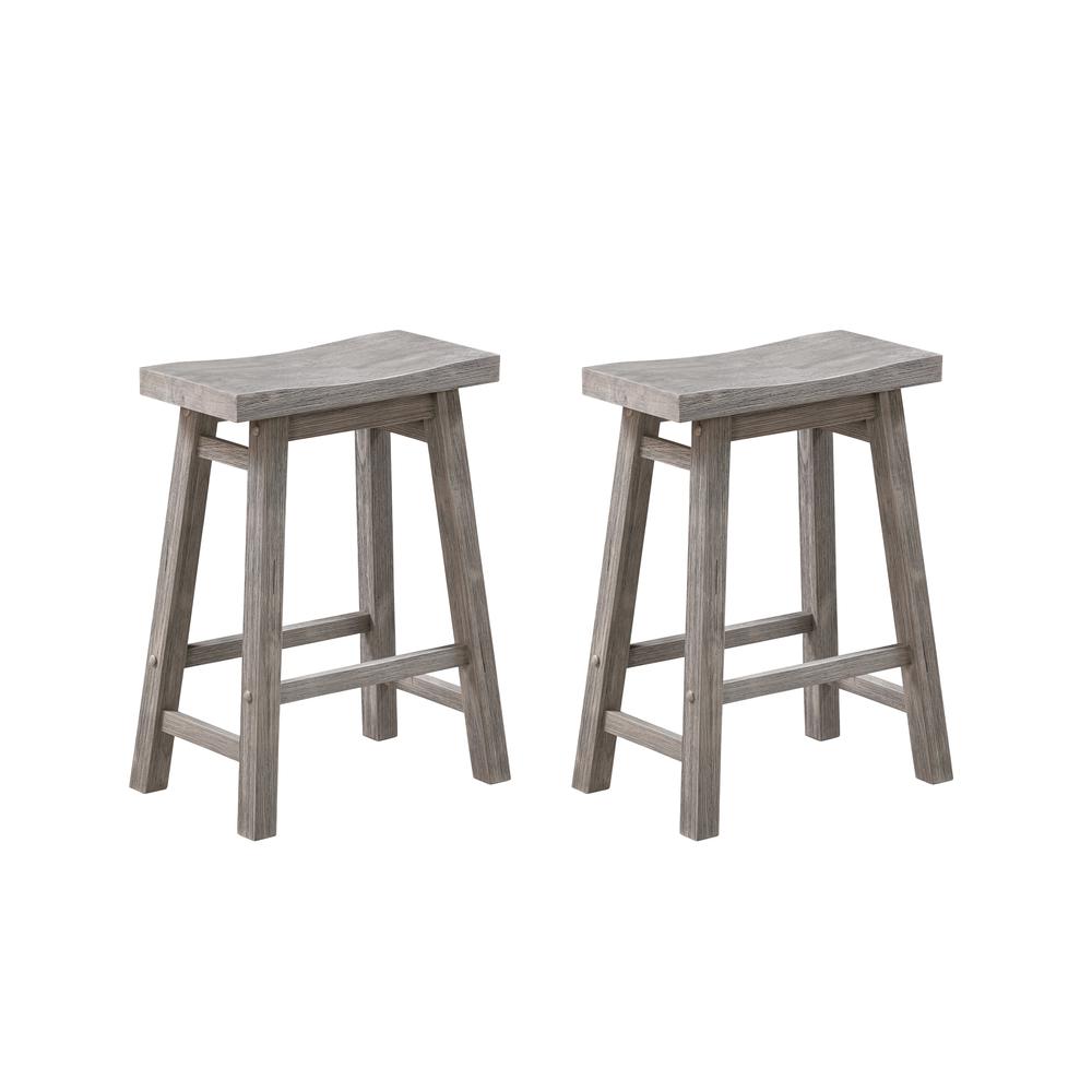Sonoma Saddle 24" Counter Stool [Storm Gray Wire-Brush], 2-Pack. Picture 2