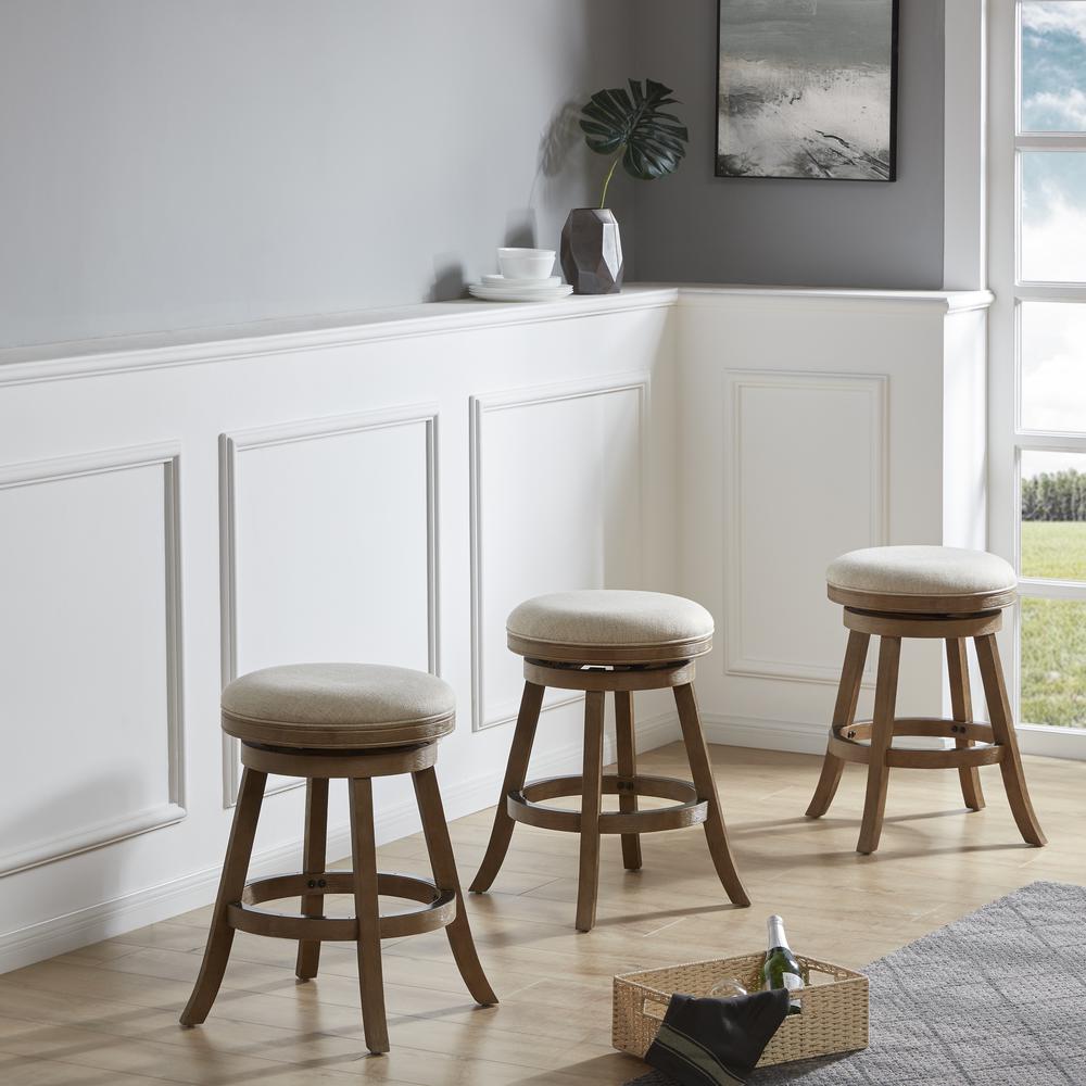 24" Fenton Counter Stool [Driftwood Wire-Brush and Ivory], 24" - Driftwood Wire-Brush & Ivory. Picture 2