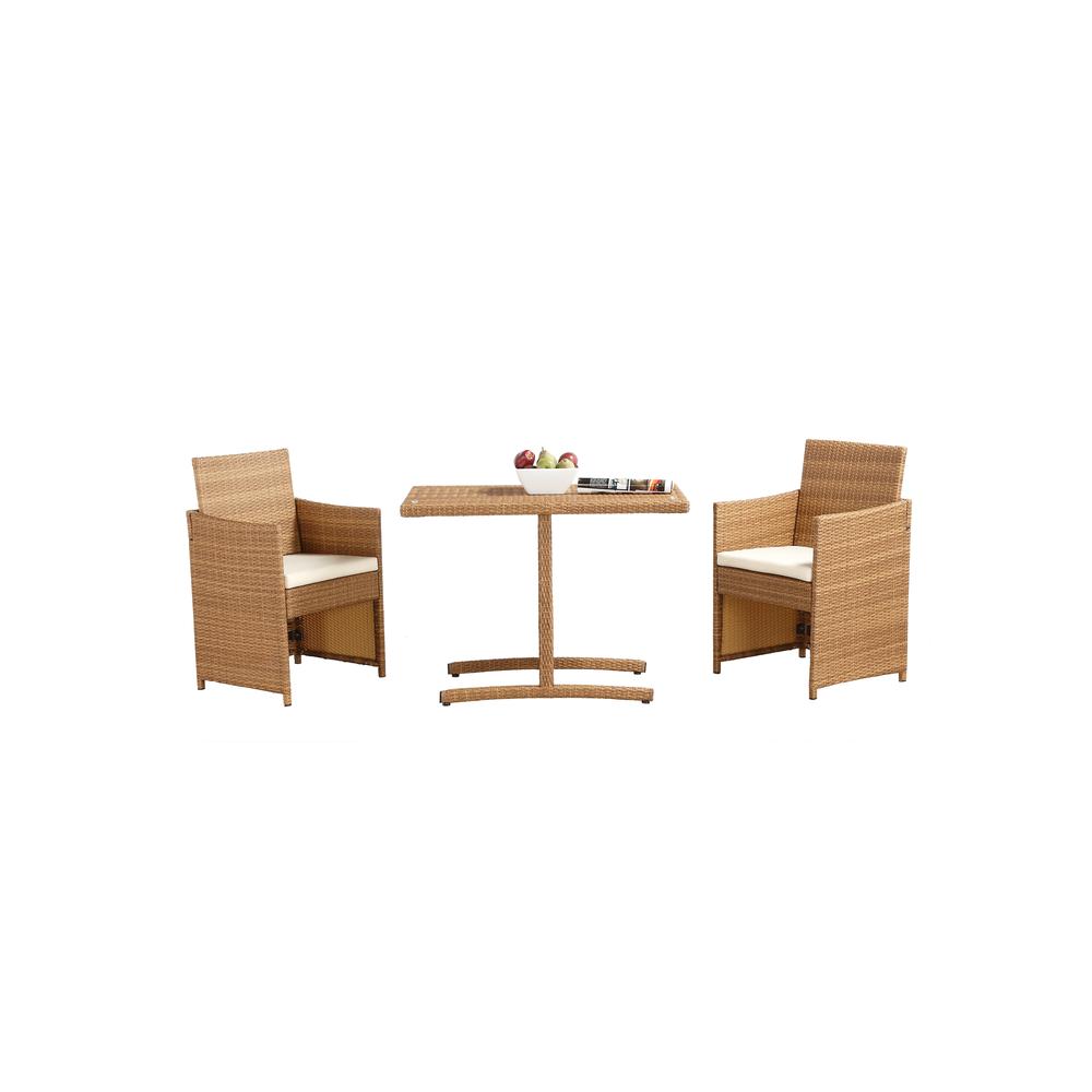 Honeymoon Outdoor Dining Set with Glass Top [76131 + 76132], Gold Oak. Picture 3