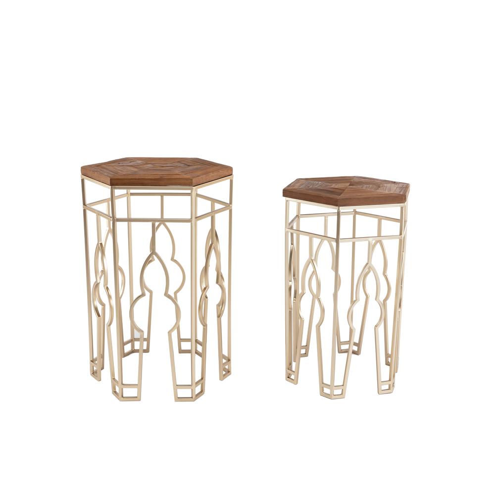 Genevieve Nesting Tables, Gold & Natural. Picture 32