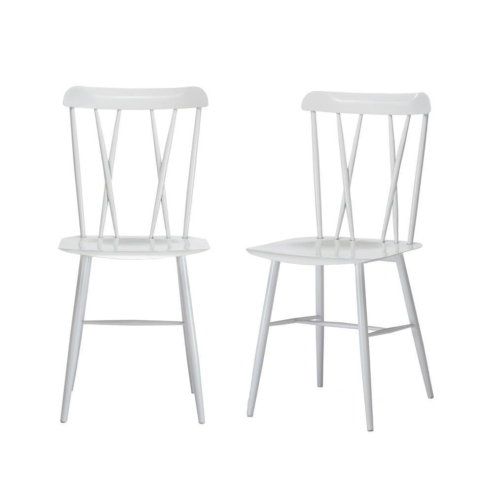Savannah White Metal Dining Chair - Set of 2. Picture 3