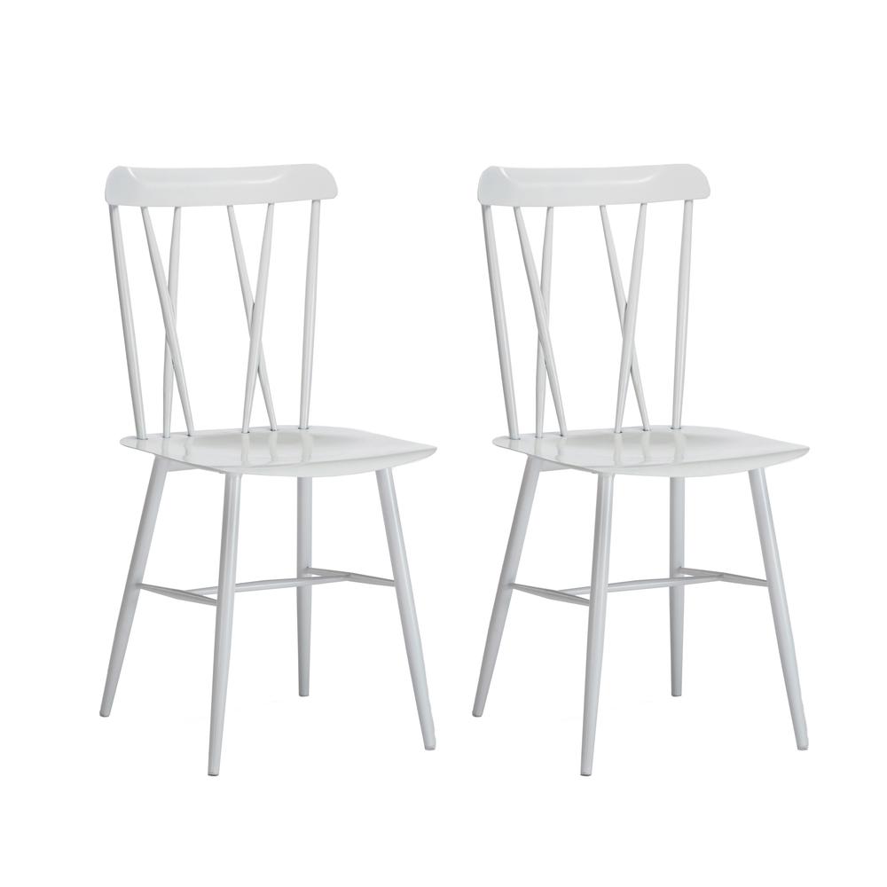 Savannah White Metal Dining Chair - Set of 2. Picture 1
