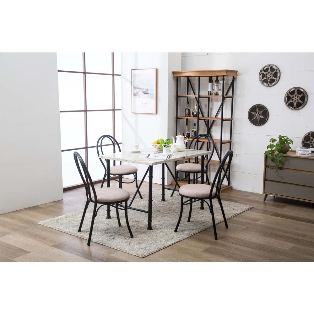 Anders 5pc Dining Set, Tan, Black & White. Picture 1